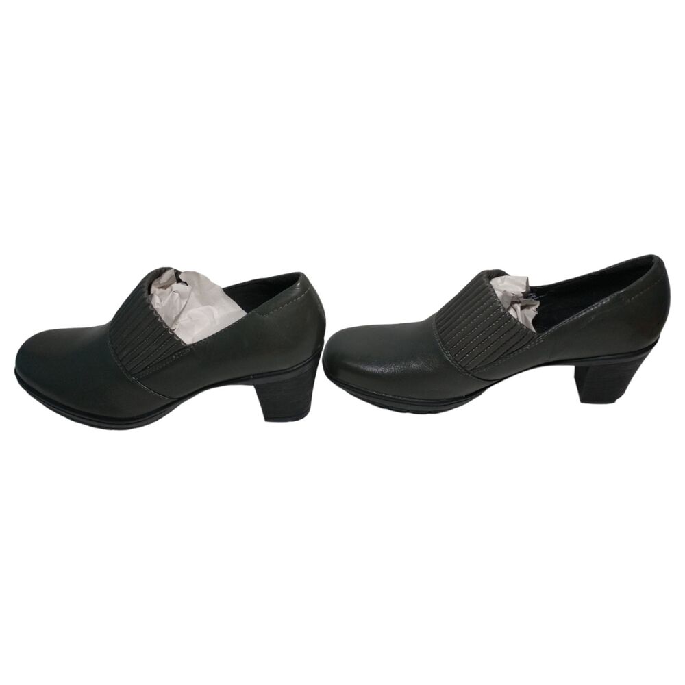 Clarks Womens Bendables Gray Leather Size 8.5M Thoughtful Q Comfort Block Heels - Picture 4 of 9